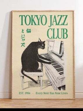 TOKYO JAZZ CLUB Black Cat Art Print